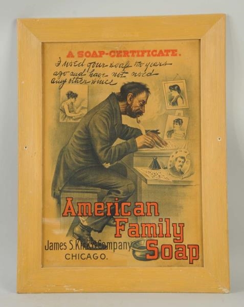 AMERICAN FAMILY SOAP CARDBOARD SIGN.              