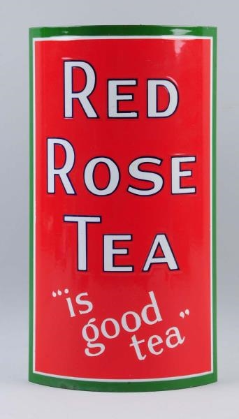 RED ROSE TEA CURVED PORCELAIN SIGN.               