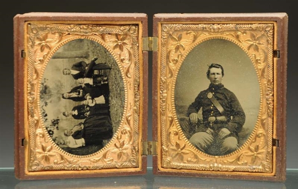 DAGUERREOTYPE WITH 2 TIN TYPE IMAGES.             
