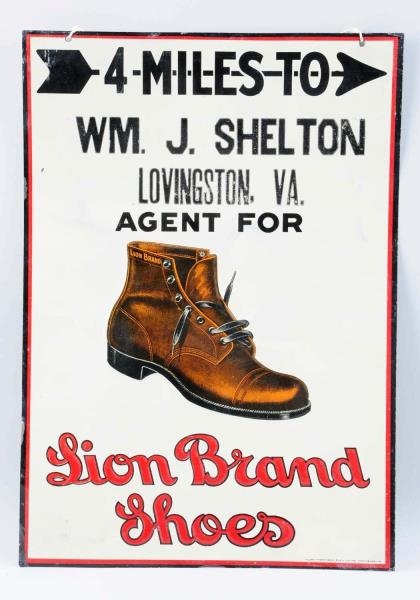 LION BRAND SHOES TIN SIGN.                        