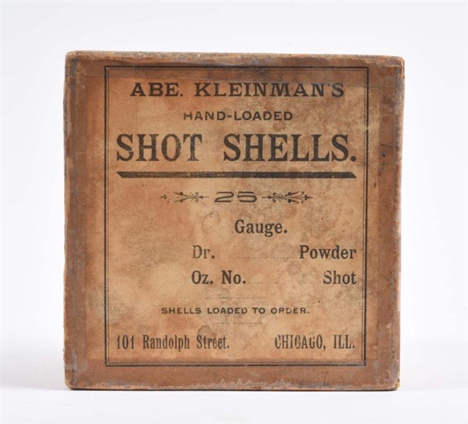 ABE KLEINMANS HAND-LOADED SHOT SHELLS BOX.       