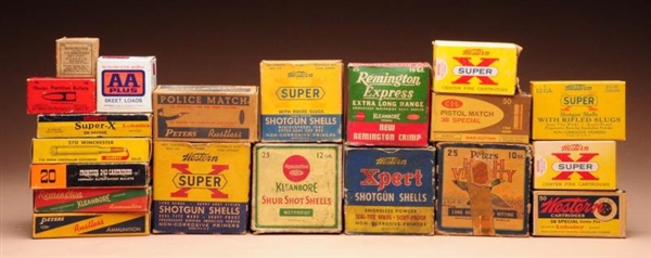 COLLECTION OF EMPTY SHOT SHELL/CARTRIDGE BOXES.   