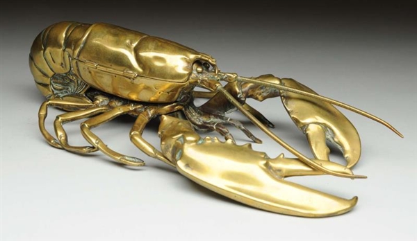RARE BRASS LOBSTER FIGURAL INKWELL.               