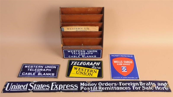 LOT OF 5: WESTERN UNION AND OTHER SIGNS.          