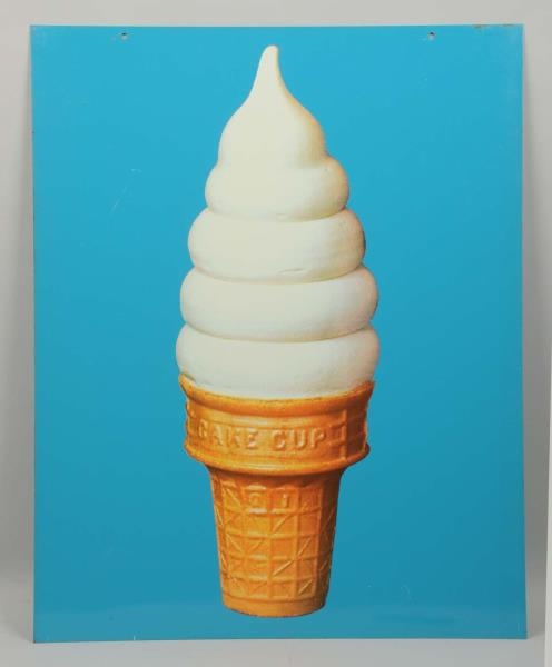 ICE CREAM CONE TWO SIDED TIN SIGN.                