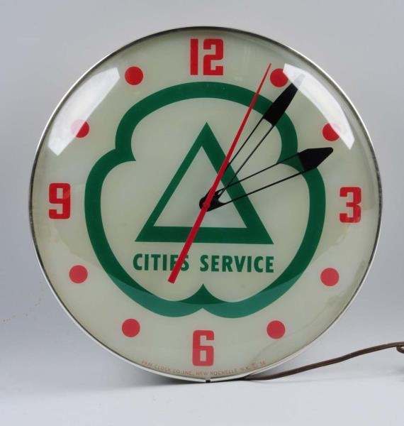 CITIES SERVICES LIGHTED PAM CLOCK.                