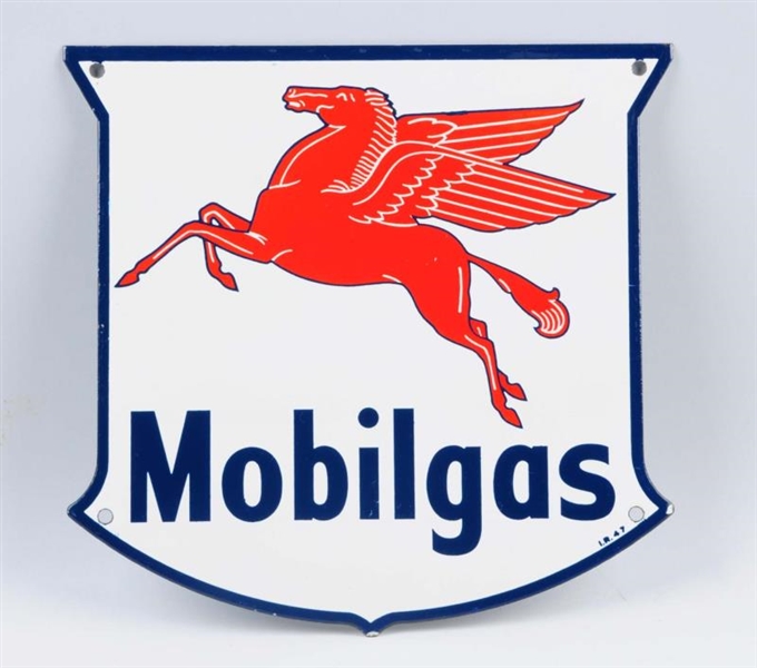 MOBIL GAS WITH PEGASUS PORCELAIN SIGN.            
