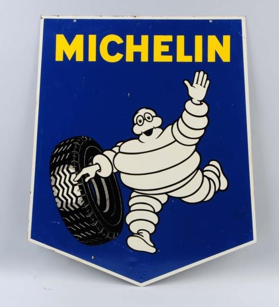 MICHELIN TIRES TWO SIDED TIN SIGN.                