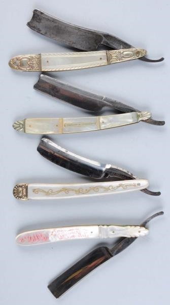 LOT OF 4: MOTHER OF PEARL RAZORS.                 