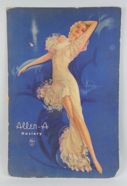 1930S ALLEN-A HOSIERY CARDBOARD POSTER.          