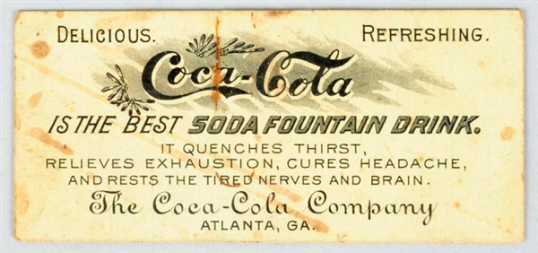 PRE 1900 COCA-COLA FREE DRINK COUPON.             