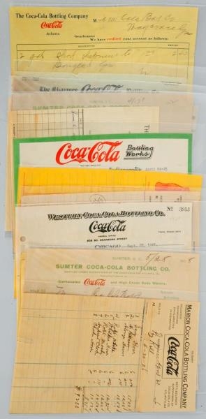 LOT OF 13: COCA-COLA BILL HEADS & THE LIKE.       