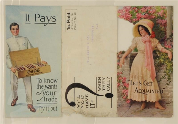 C.1910 COCA-COLA FOLDING DEALER CARD.             