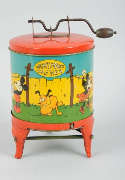 TIN LITHO WIND-UP MICKEY MOUSE WASHER.            