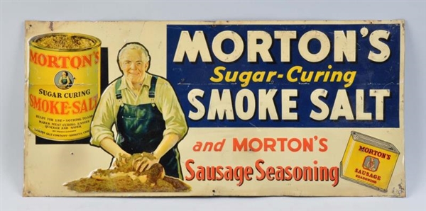 MORTONS SMOKE SALT TIN SIGN.                     