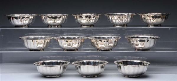 SET OF 12 SILVER FINGER BOWLS BY PAUL STORR.      