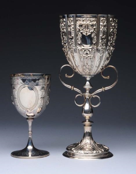 TWO ENGLISH SILVER GOBLETS.                       