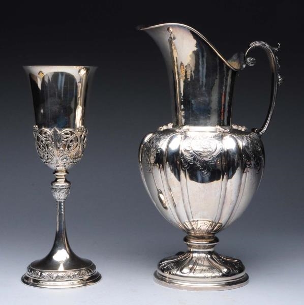 CONTINENTAL SILVER EWER AND GOBLET.               