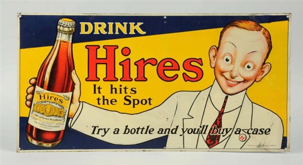 1915 HIRES EMBOSSED TIN SIGN.                     