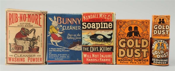 LOT OF 6: ASSORTED WASHING POWDER BOXES.          