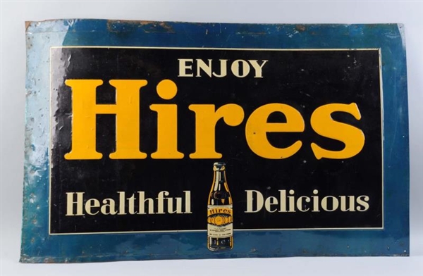 CIRCA 1920’S LARGE HIRES EMBOSSED TIN SIGN.       