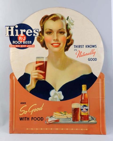 LARGE 1930’S HIRES CARDBOARD CUT-OUT SIGN.        