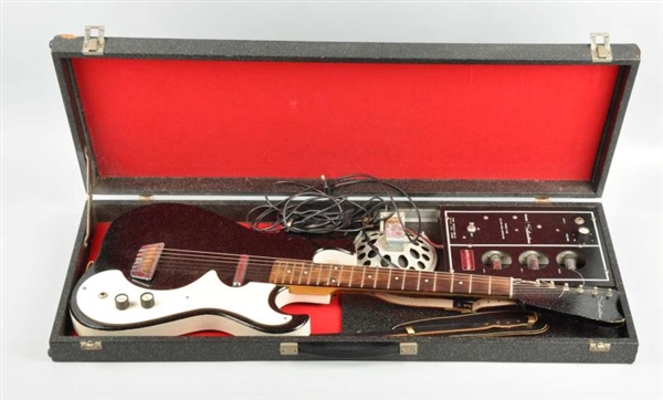 SEARS SILVERTONE GUITAR WITH AMP IN CASE.         