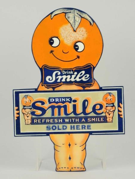 1920S-30S SMILE TIN CUTOUT SIGN.                  
