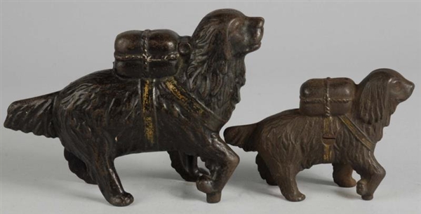 LOT OF 2: CAST IRON DOG WITH PACK STILL BANKS.    