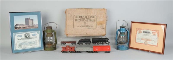 LOT OF ASSORTED TRAIN ITEMS.                      