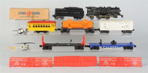 LIONEL 60 TROLLEY OB & ASSORTED FREIGHTS.         