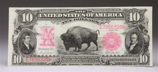 $10 1901 US LARGE NOTE WITH RED SEAL.             