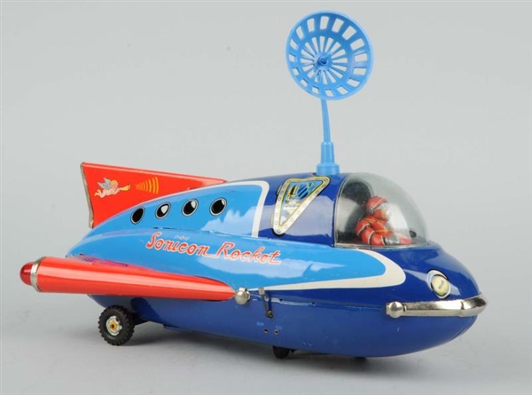 JAP. TIN LITHO BATTERY - OPERATED SONICON ROCKET. 