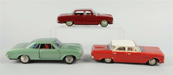 LOT OF 3: JAP. TIN LITHO FRICTION CORVAIR CARS.   