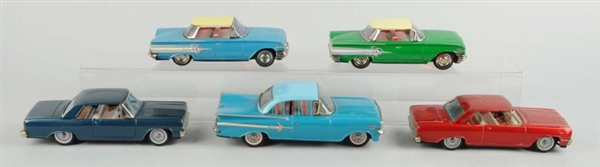 LOT OF 5: JAP. TIN LITHO FRICTION CHEVY CARS.     