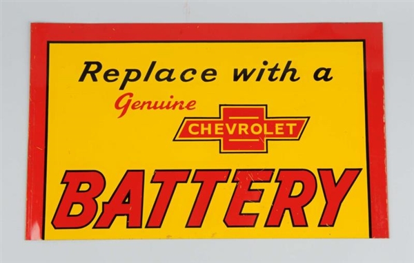 REPLACE WITH A GENUINE CHEVROLET BATTERY SIGN.    