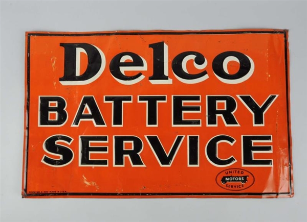 DELCO BATTERY SERVICE SIGN.                       