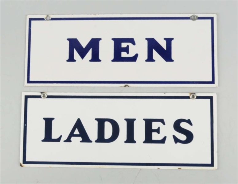 (GULF) MEN & LADIES DOUBLE SIDED PORCELAIN SIGNS. 