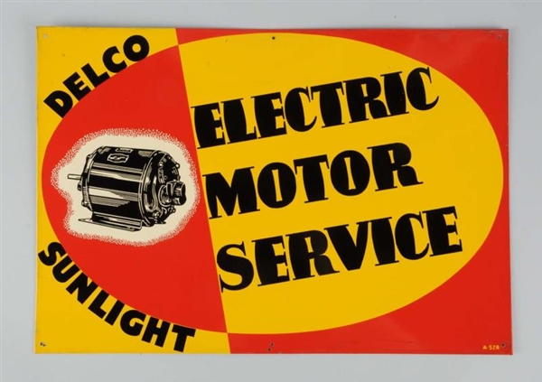 DELCO SUNLIGHT ELECTRIC MOTOR SERVICE SIGN.       