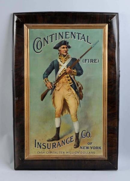 CONTINENTAL INSURANCE EARLY SELF FRAMED TIN SIGN. 