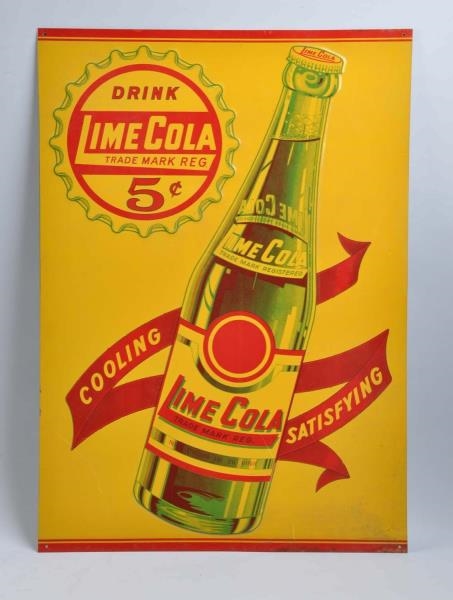 1930’S-40’S LIME CRUSH EMBOSSED TIN SIGN.         