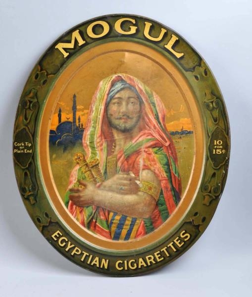 1905 MOGUL CIGARETTES SELF FRAMED TIN SIGN.       
