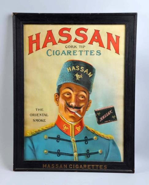 HASSAN CIGARETTES PAPER POSTER & MARKED FRAME.    