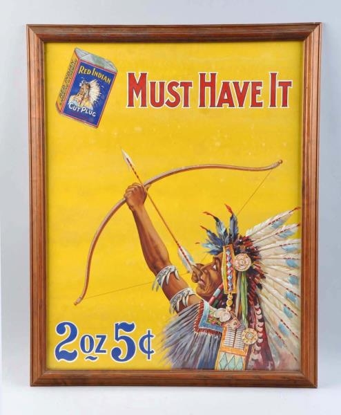 RED INDIAN TOBACCO PAPER ROLL DOWN POSTER.        