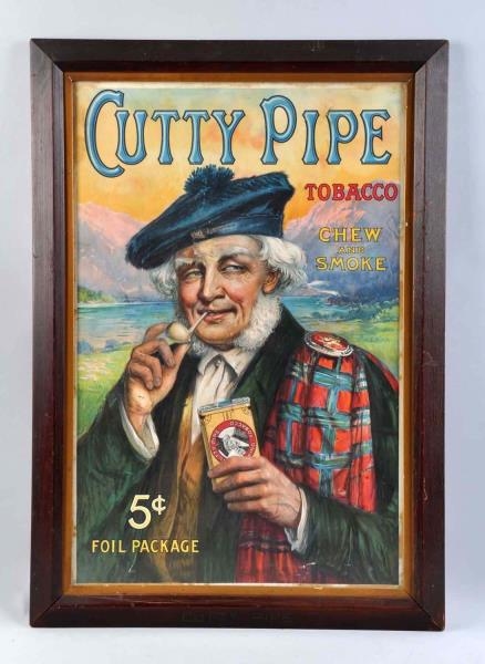 CUTTY PIPE TOBACCO PAPER POSTER IN MARKED FRAME.  