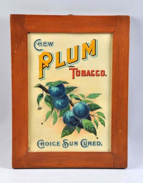 EARLY PLUM TOBACCO EMBOSSED TIN SIGN.             