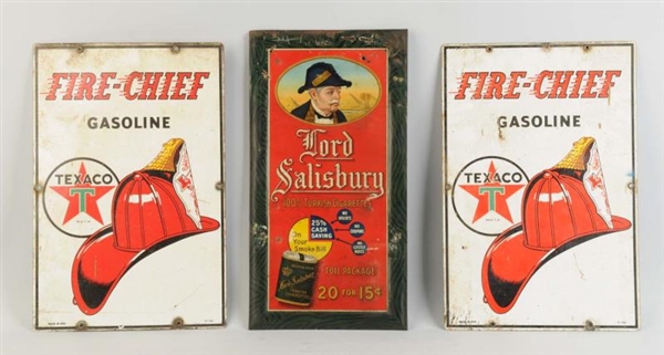 LOT OF 3: ADVERTISING SIGNS.                      