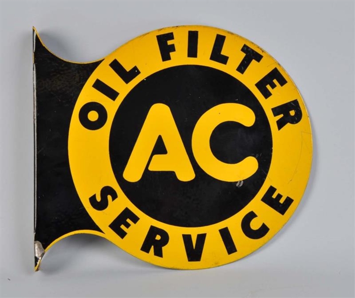 AC OIL FILTER SERVICE TIN FLANGE SIGN.            