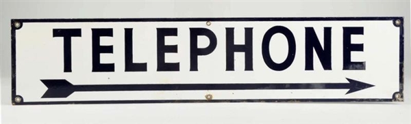 TELEPHONE WITH ARROW DOUBLE SIDED PORCELAIN SIGN. 