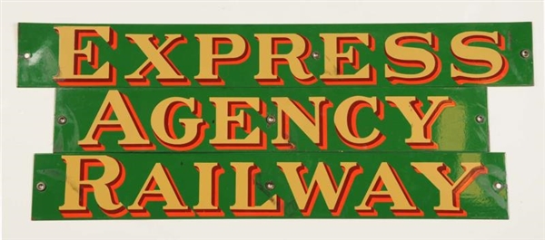 THREE PIECE RAILWAY EXPRESS AGENCY SIGNS.         
